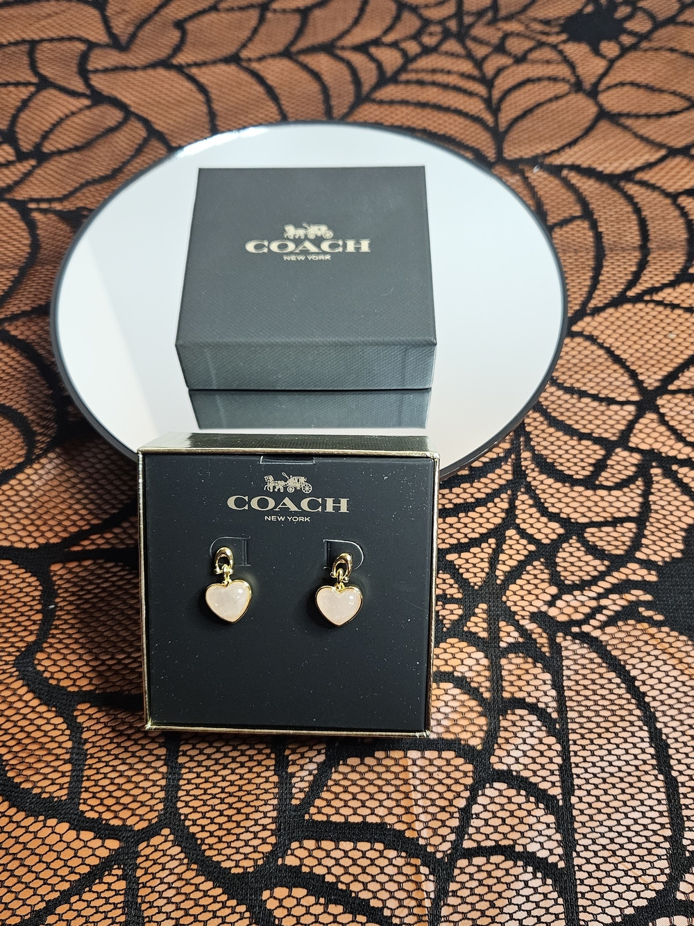 NWT COACH PINK HEART EARRINGS - Picture 3 of 4